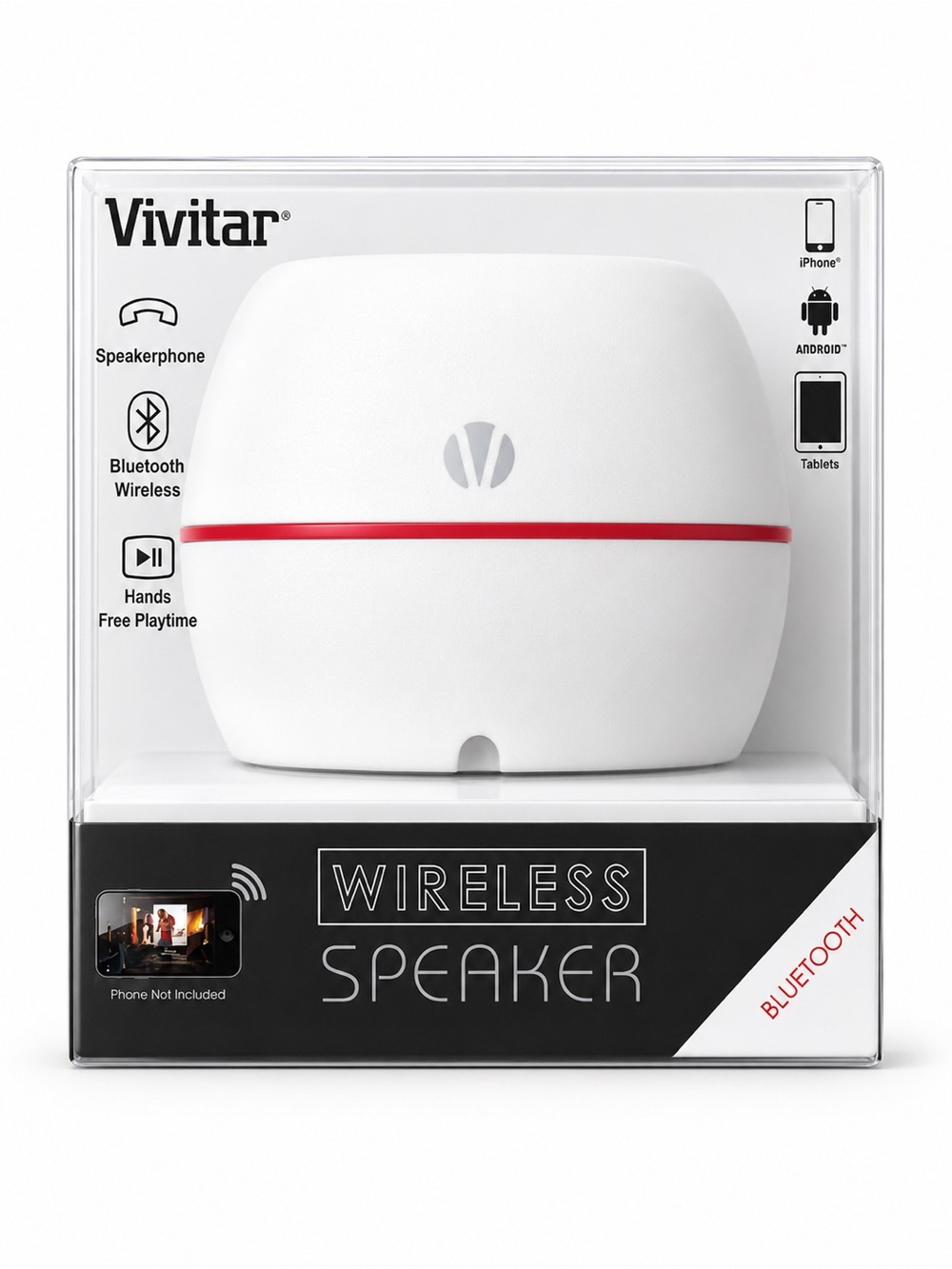 Vivitar White & Red Wireless Bluetooth Portable Speaker